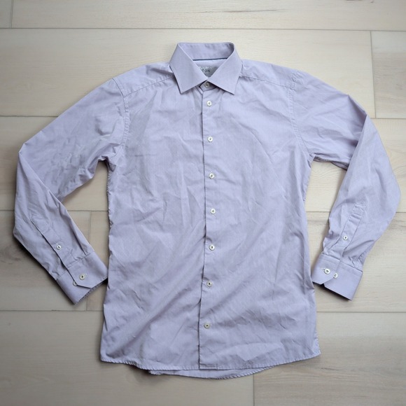 Etón Other - Eton Shirt Mens 15.5 39 Slim Purple Diamond Textured Dress Button Up Long Sleeve